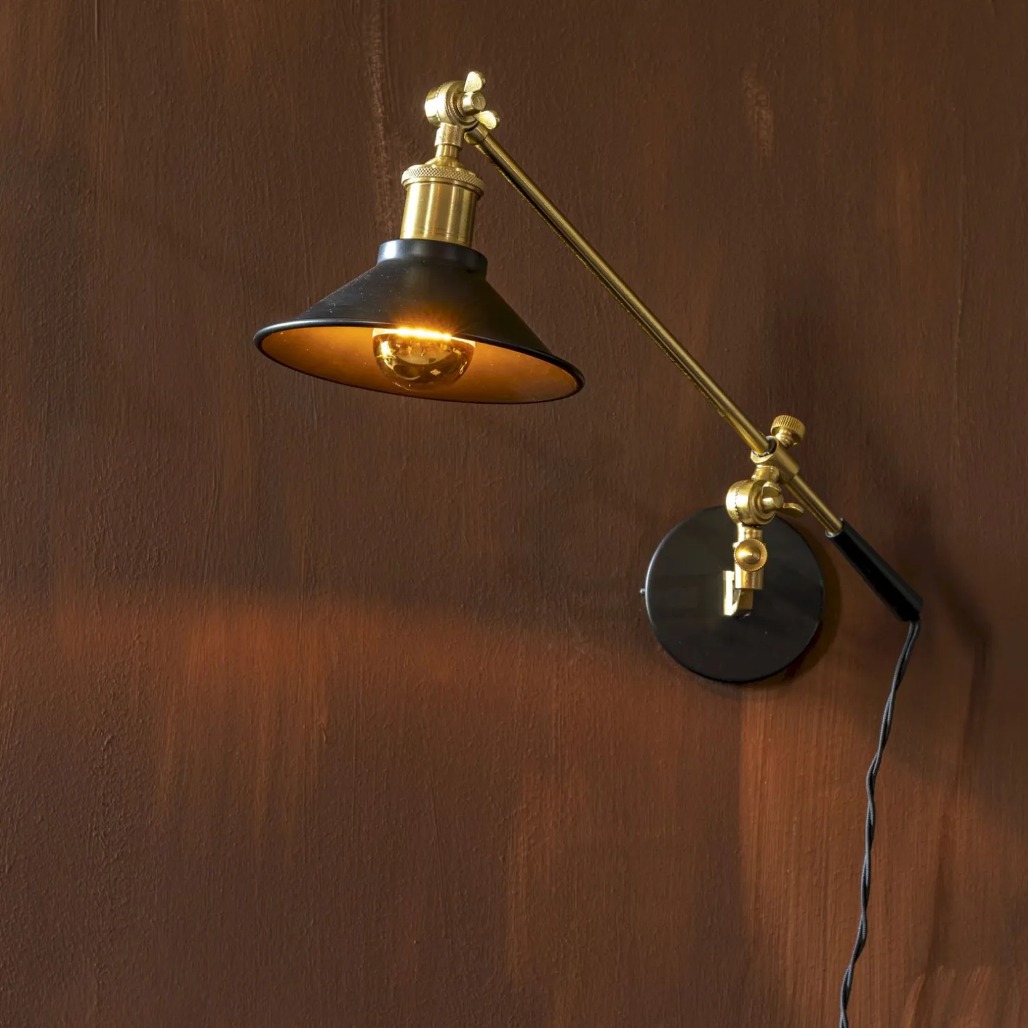 Industriële Wandlampen|Wandlampen-Dutchbone Penelope Wandlamp Black
