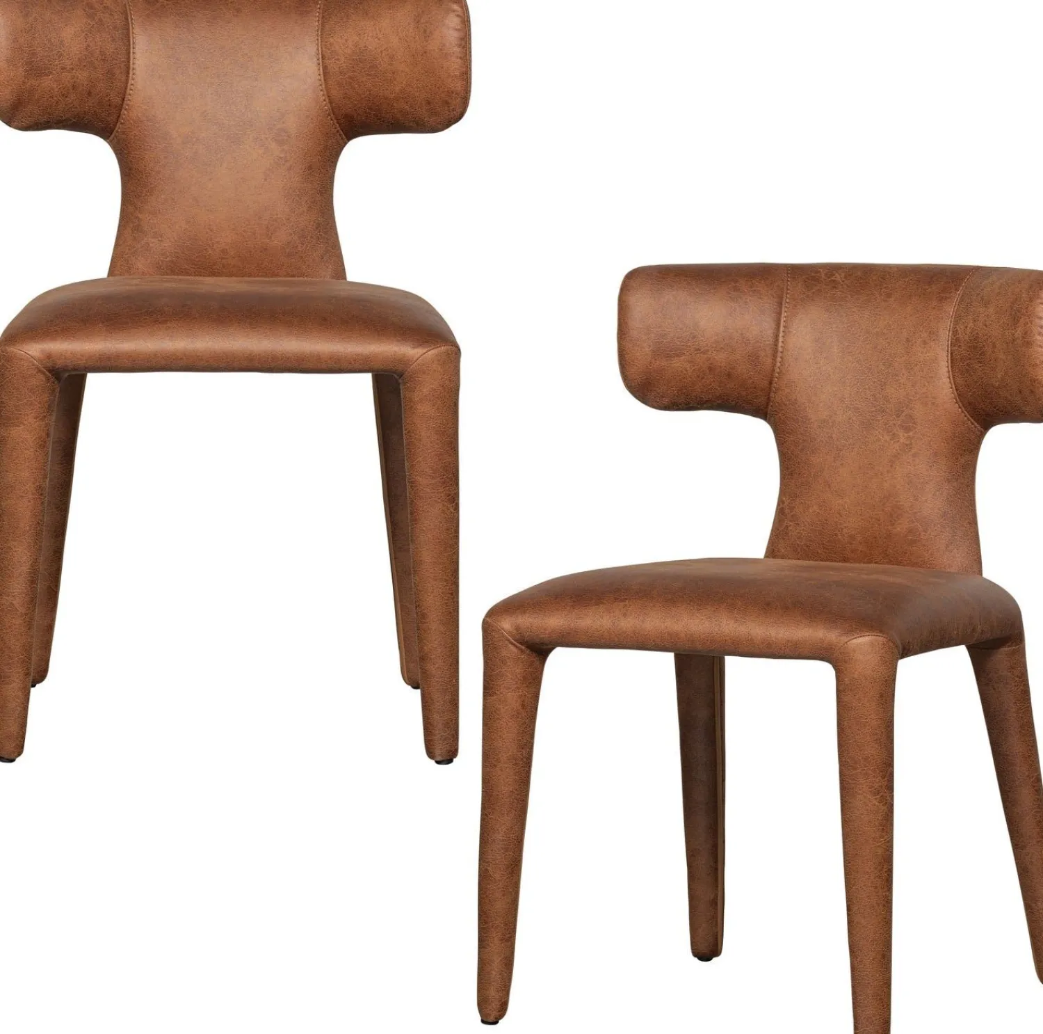 Eetkamerstoelen Zonder Armleuning-WOOOD Permit Eetkamerstoel Cognac