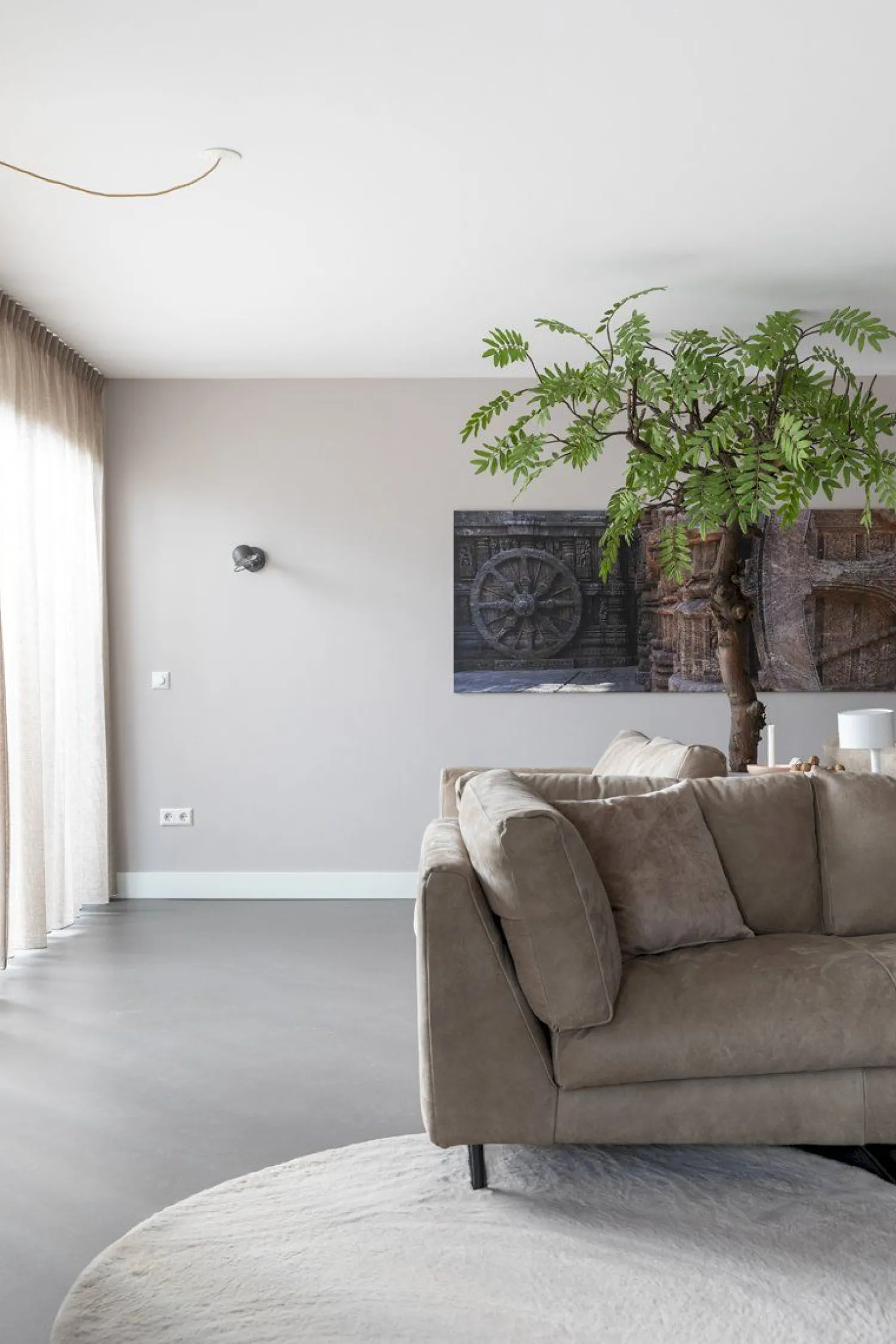 Vloerkleden|Ronde Vloerkleden-Trendhopper Perry Rond Vloerkleed Taupe
