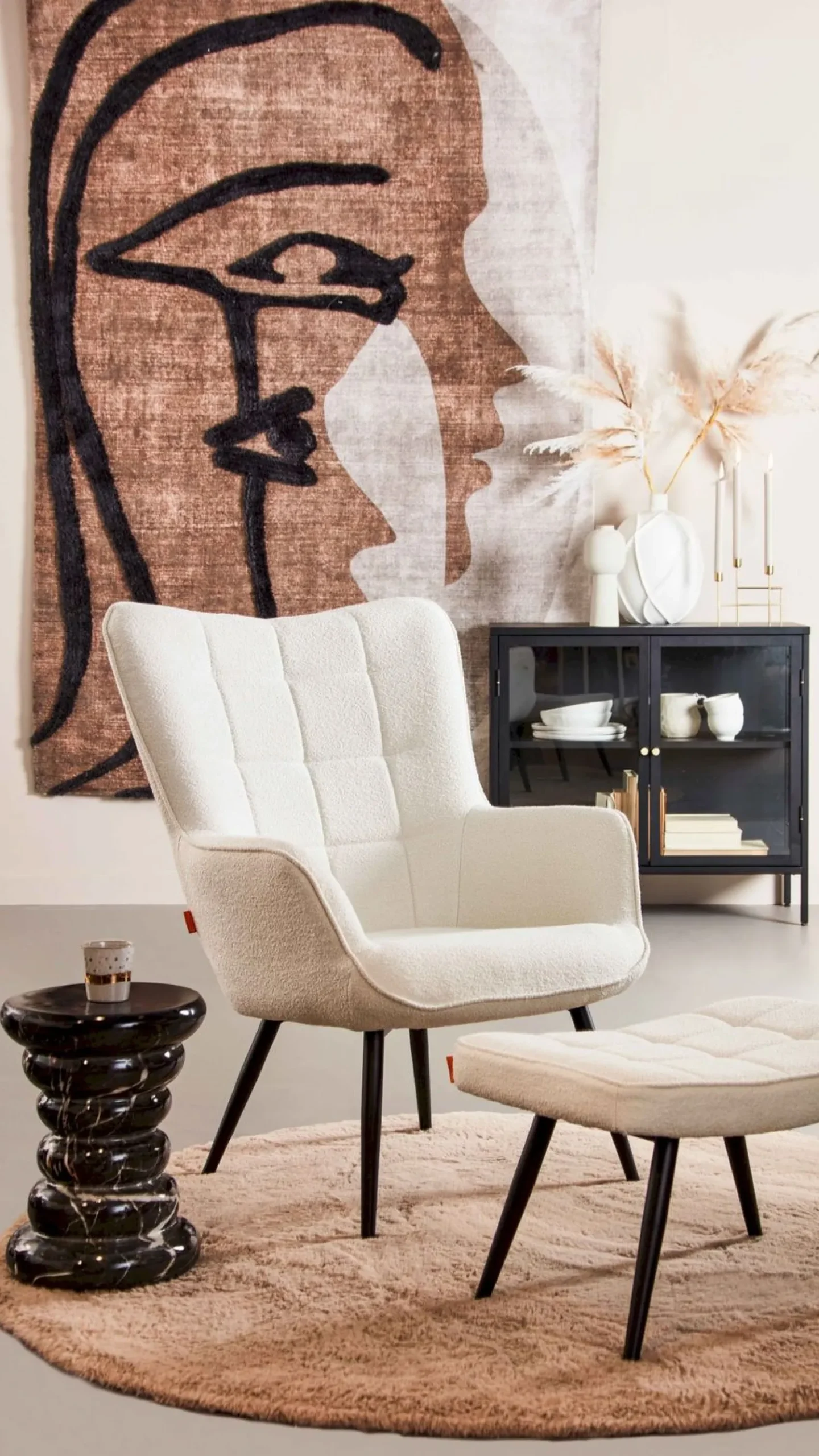 Vloerkleden|Ronde Vloerkleden-Trendhopper Perry Rond Vloerkleed Taupe