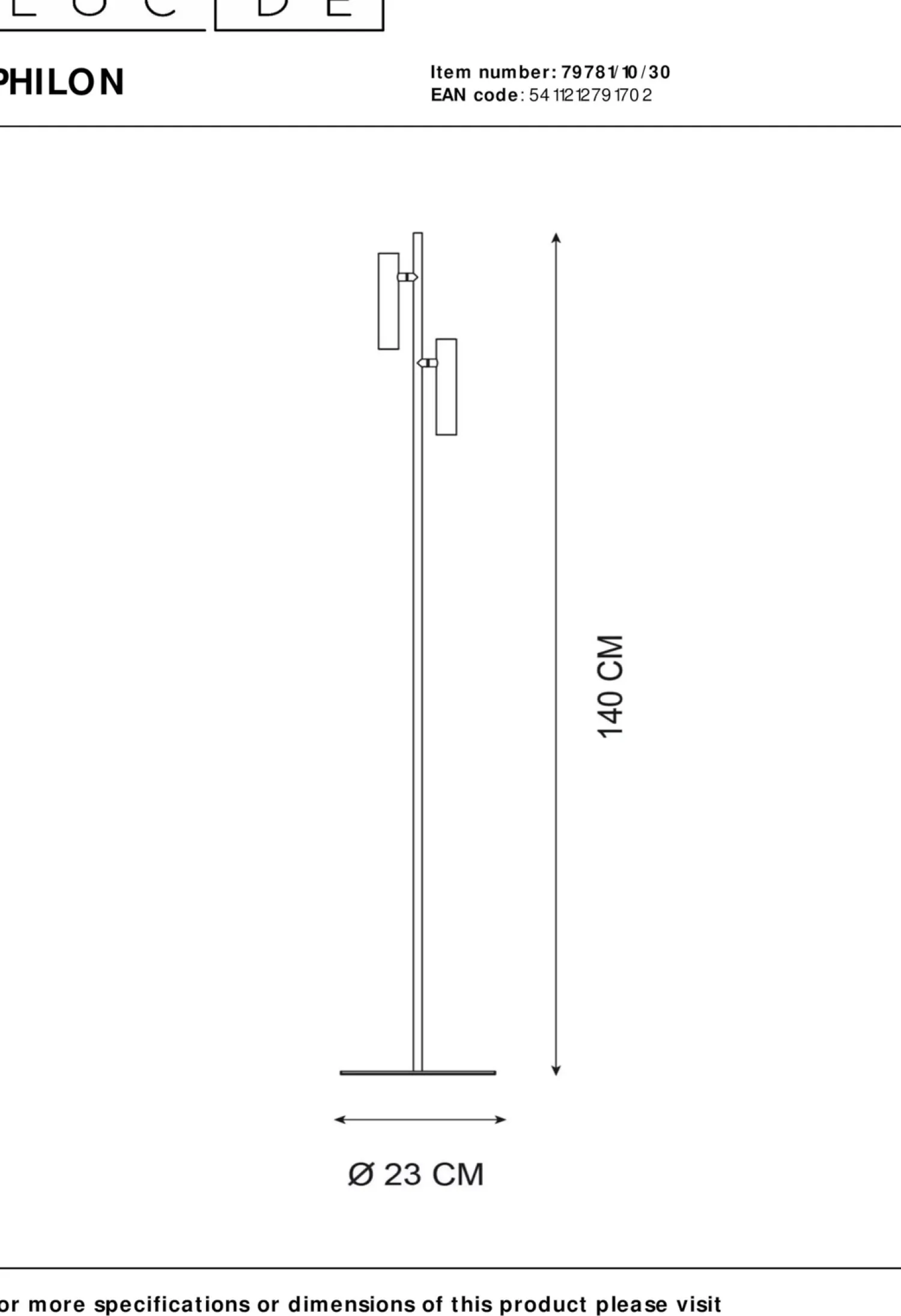 Moderne Vloerlampen|Vloerlampen-Lucide Philon Vloerlamp Zwart