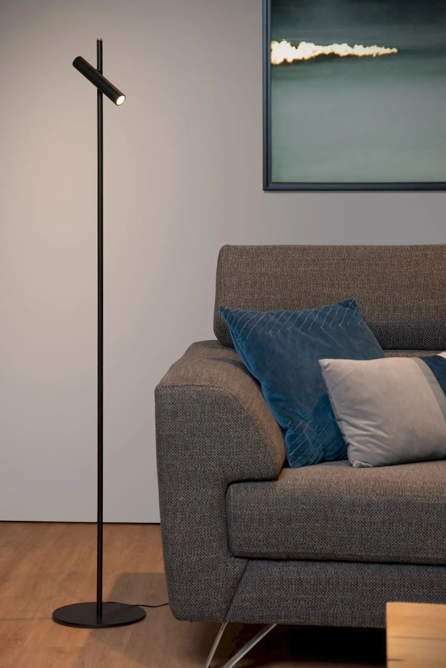 Moderne Vloerlampen|Vloerlampen-Lucide Philon Vloerlamp Zwart