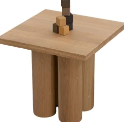 Houten Salontafels|Vierkante Salontafels-Studio HENK Pillar Vierkant Salontafel Bruin Beige