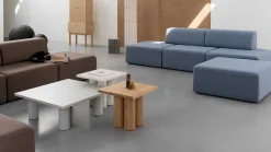 Houten Salontafels|Vierkante Salontafels-Studio HENK Pillar Vierkant Salontafel Bruin Beige