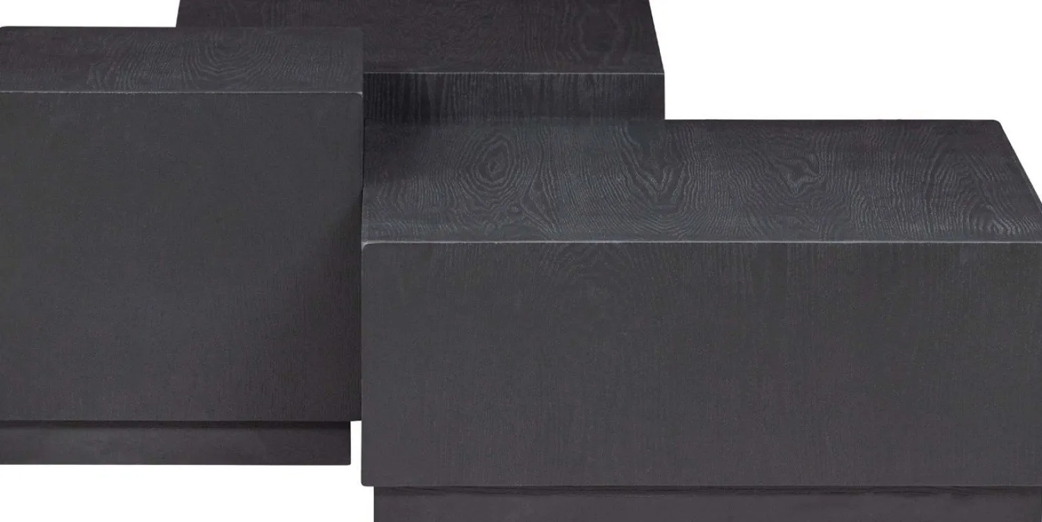 Houten Bijzettafels-WOOOD Pim Set van 3 Bijzettafels Black