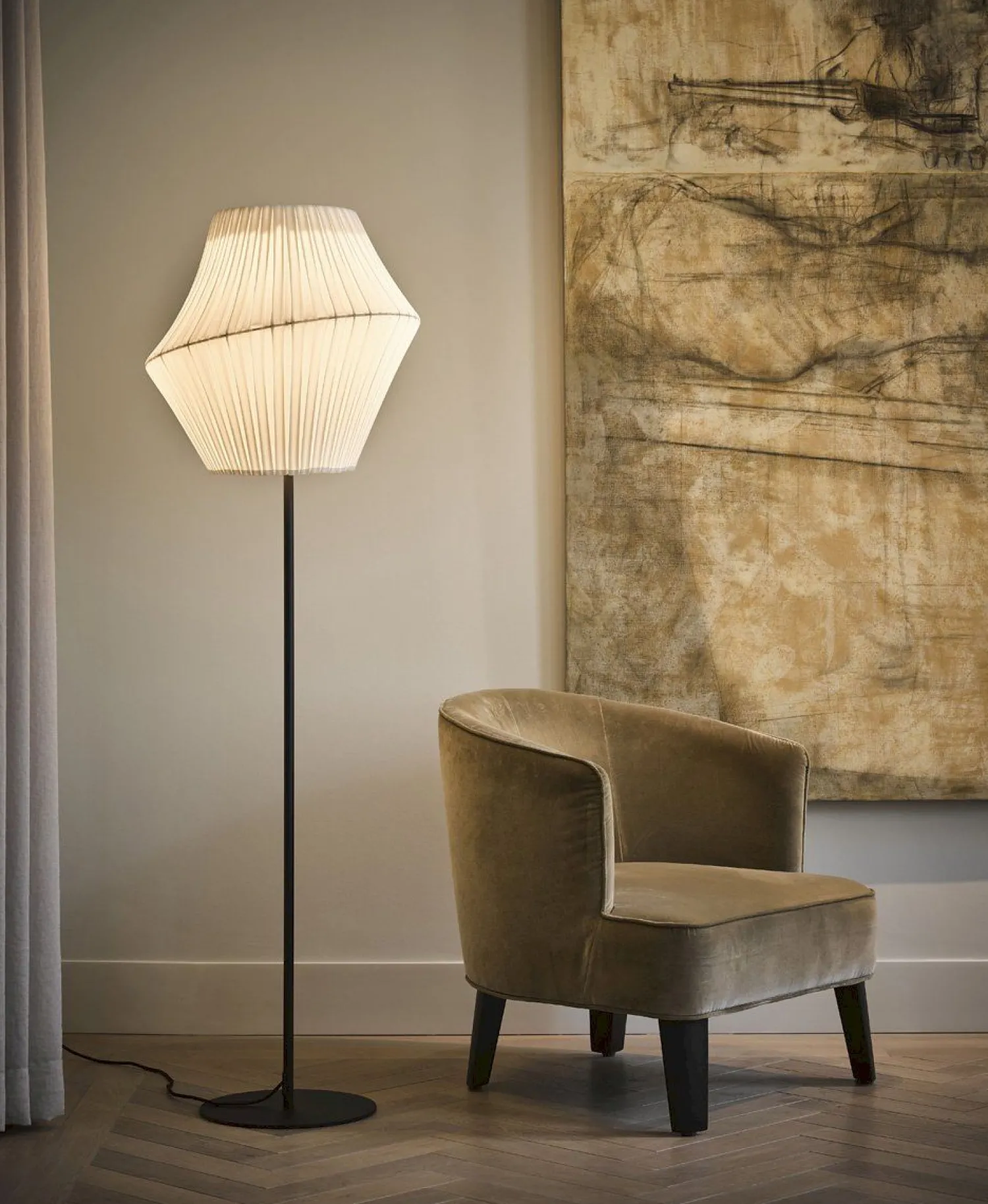 Design Vloerlampen|Vloerlampen-Hollands Licht Pleat 50 Vloerlamp Off White