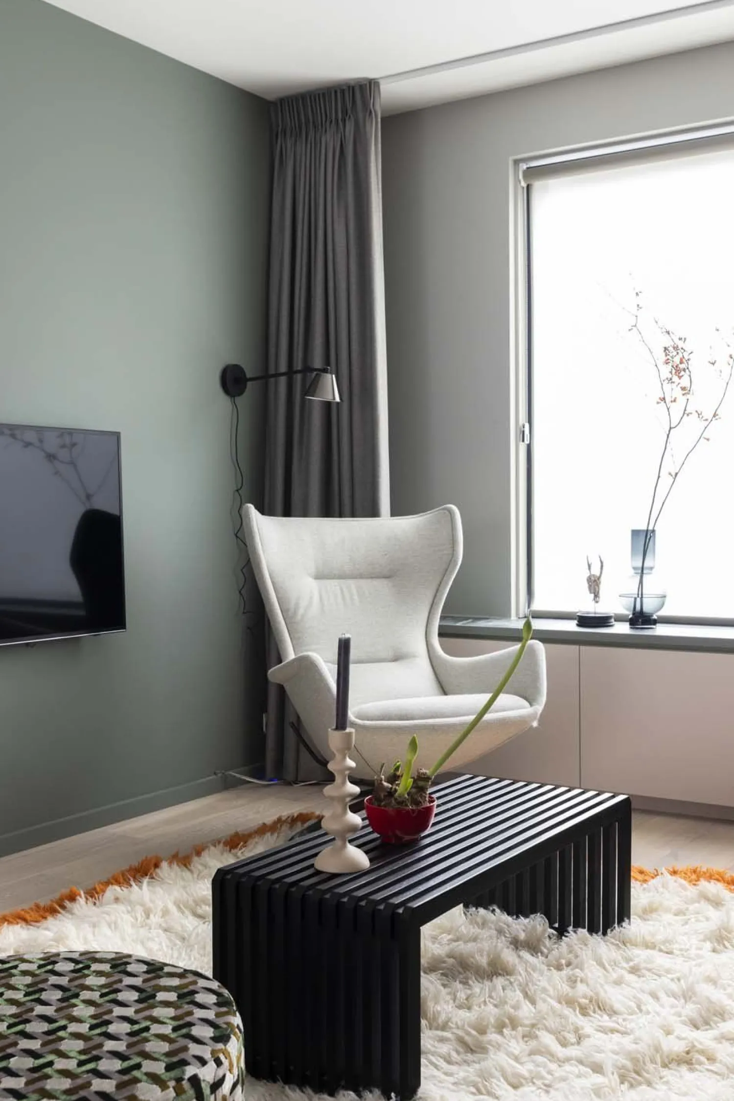 Design Fauteuils|Oorfauteuils-EYYE Puuro Fauteuil Donker groen