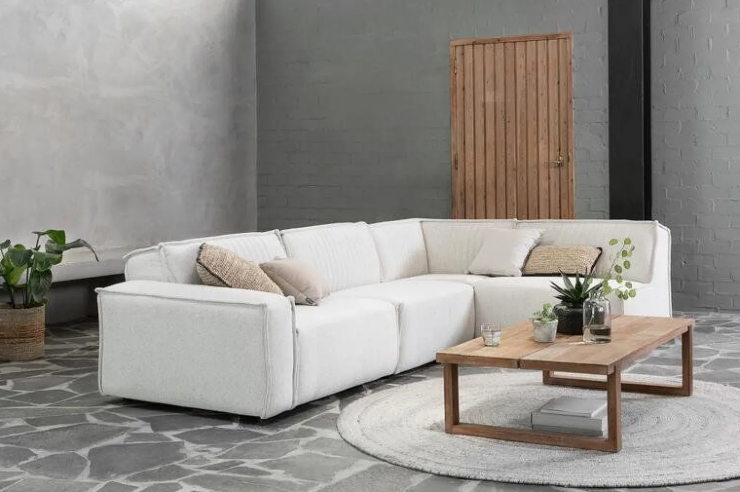 Elementenbanken-MUST Living Rally 1-zits met arm links Elementenbank Beige