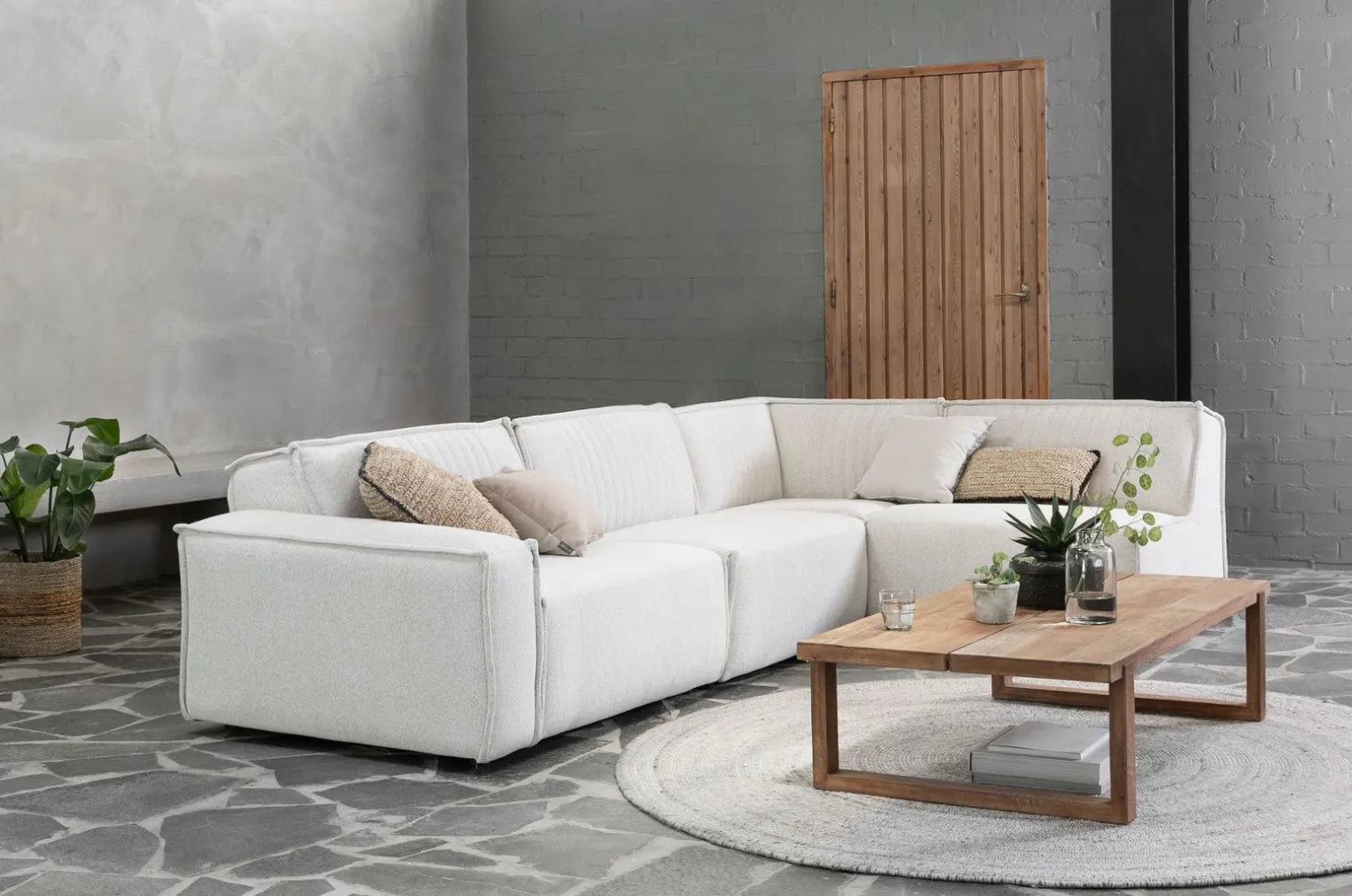 Elementenbanken-MUST Living Rally 1-zits met arm links Elementenbank Beige