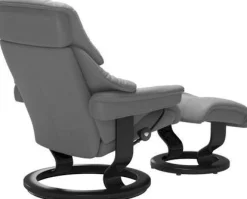 Leren Fauteuils|Draaifauteuils-Stressless Reno Relaxfauteuil Light Grey