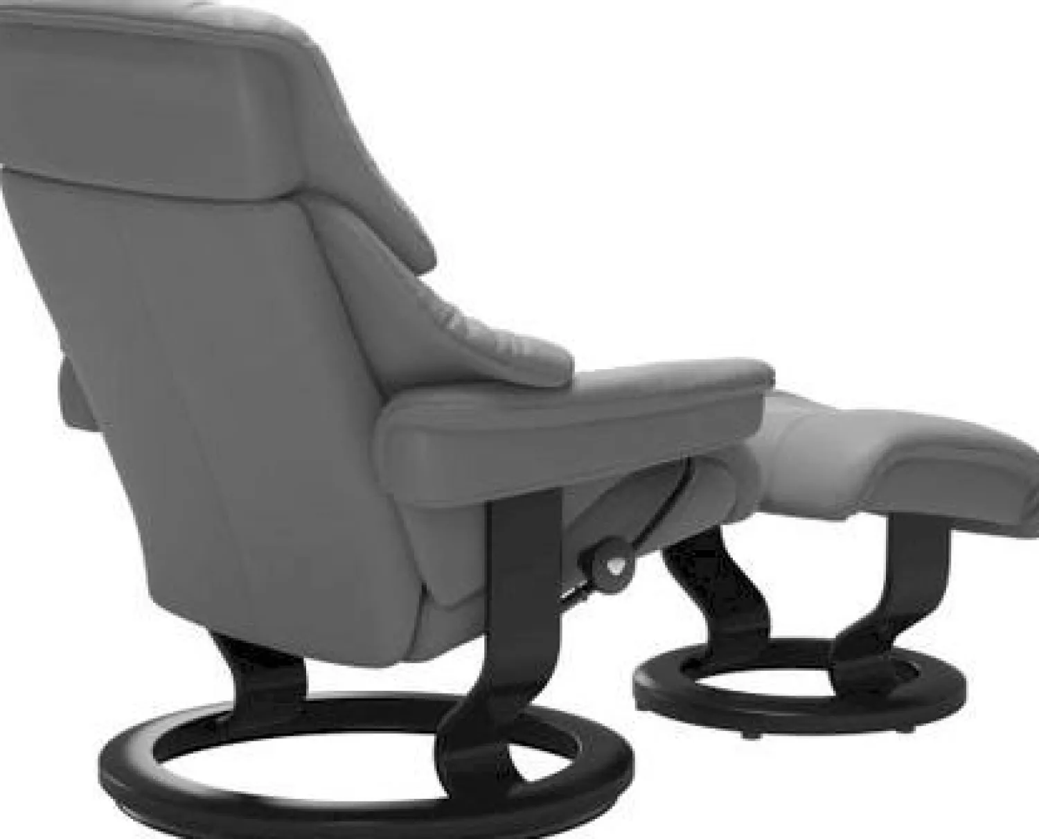Leren Fauteuils|Draaifauteuils-Stressless Reno Relaxfauteuil Light Grey