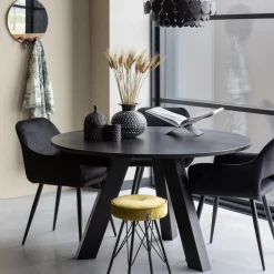 Houten Eettafels|Ronde Eettafels-WOOOD Rhonda Eettafel Blacknight