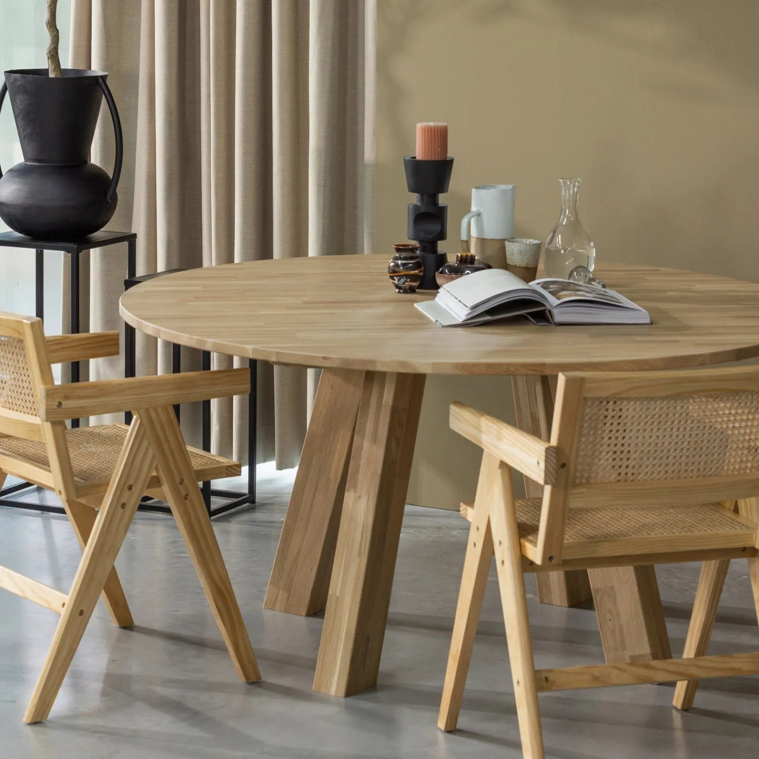 Houten Eettafels|Ronde Eettafels-WOOOD Rhonda XL Eettafel Natural Matt