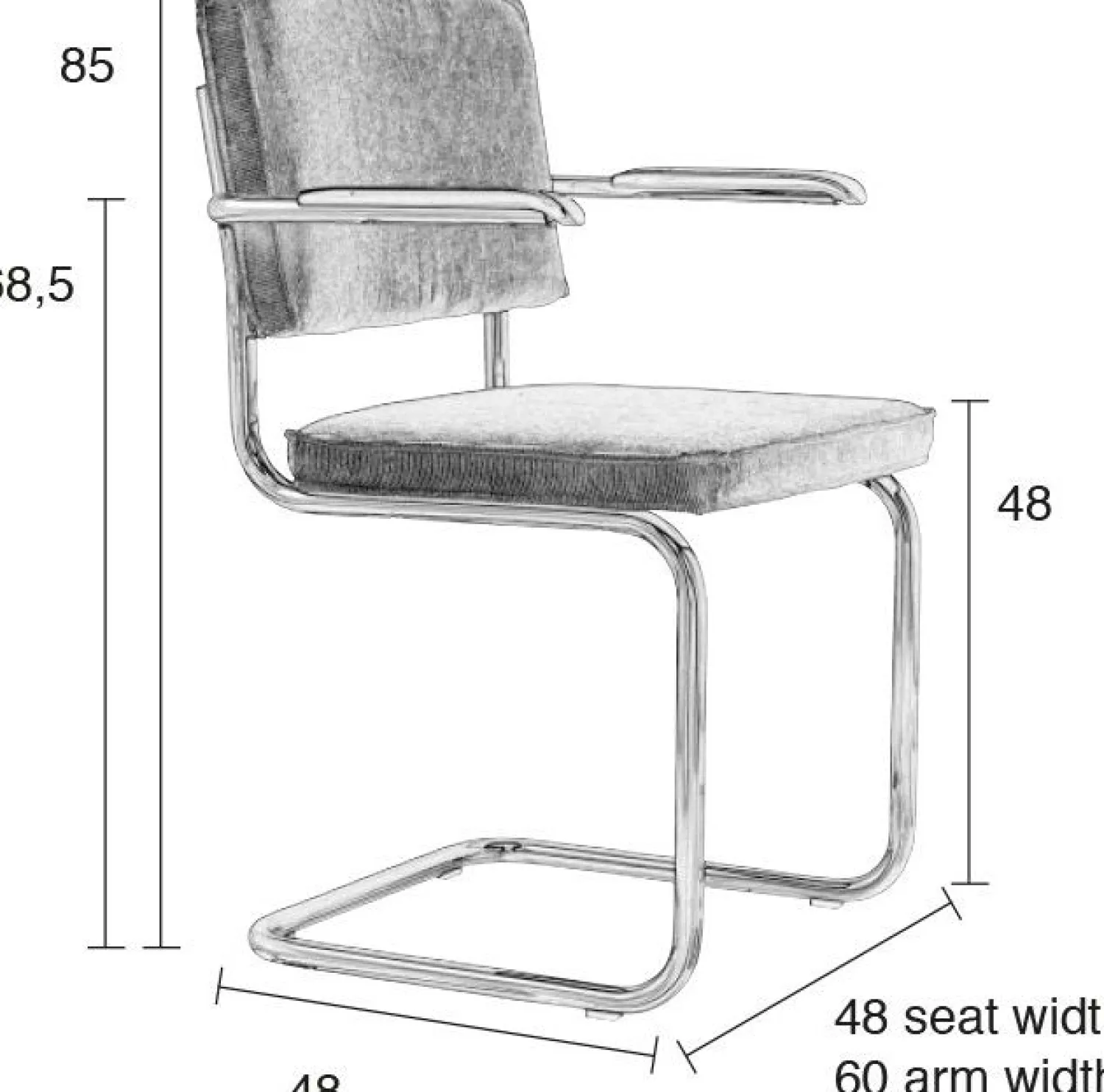 Eetkamerstoelen Met Armleuning-Zuiver Ridge Rib (set van 2) Armstoel Grey