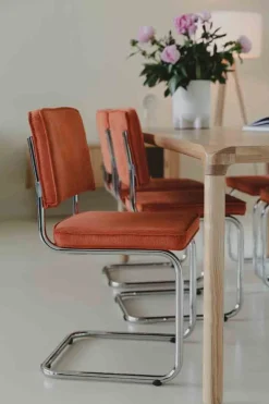 Eetkamerstoelen Zonder Armleuning-Zuiver Ridge Rib (set van 2) Eetkamerstoel Orange