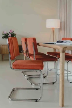 Eetkamerstoelen Zonder Armleuning-Zuiver Ridge Rib (set van 2) Eetkamerstoel Orange