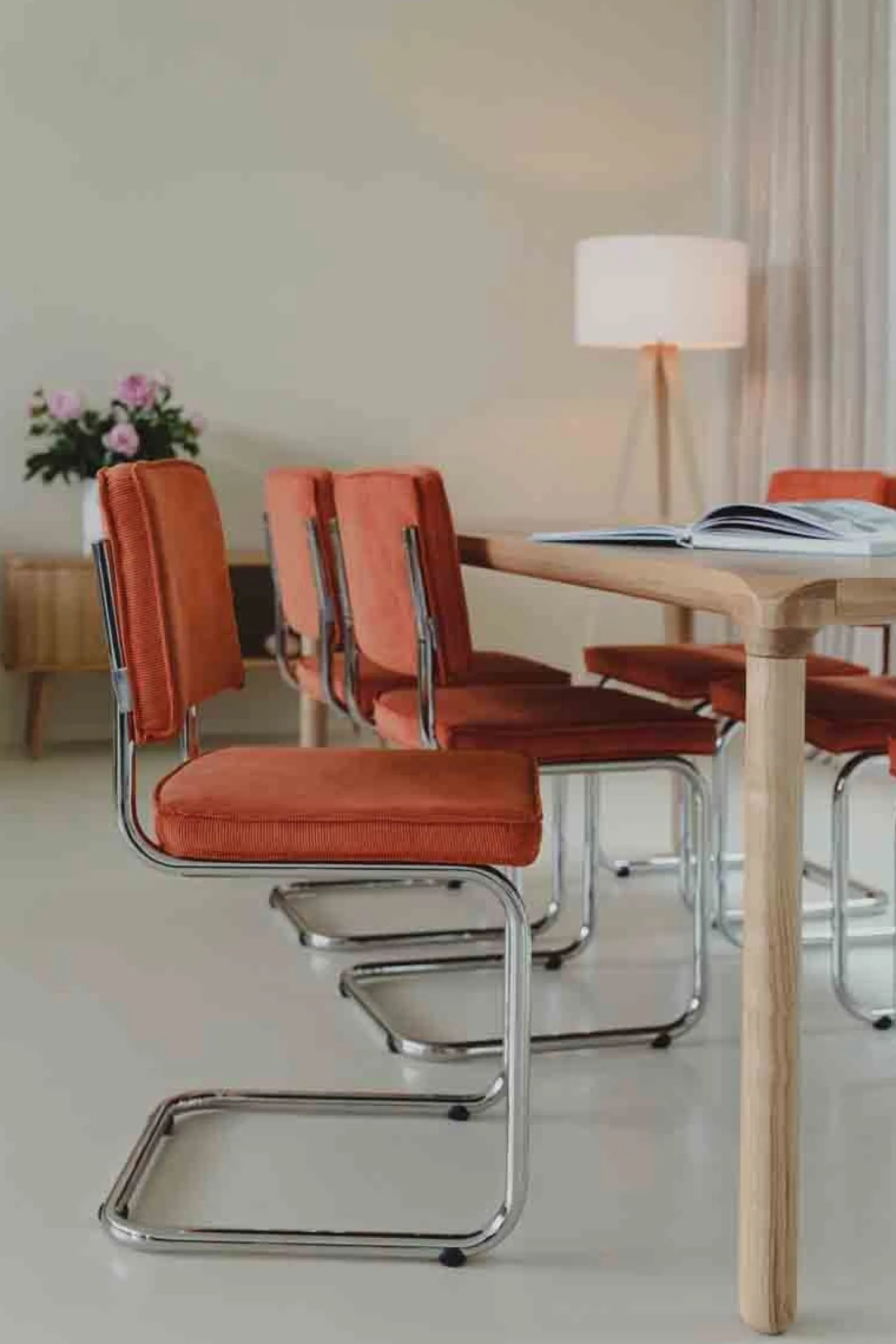 Eetkamerstoelen Zonder Armleuning-Zuiver Ridge Rib (set van 2) Eetkamerstoel Orange
