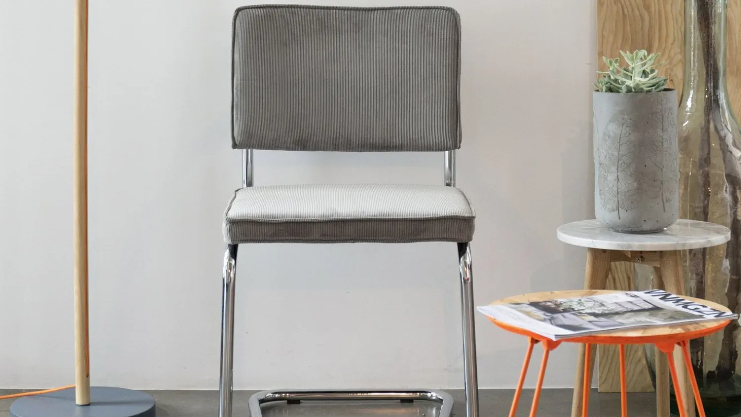 Eetkamerstoelen Zonder Armleuning-Zuiver Ridge Rib (set van 2) Eetkamerstoel Grey