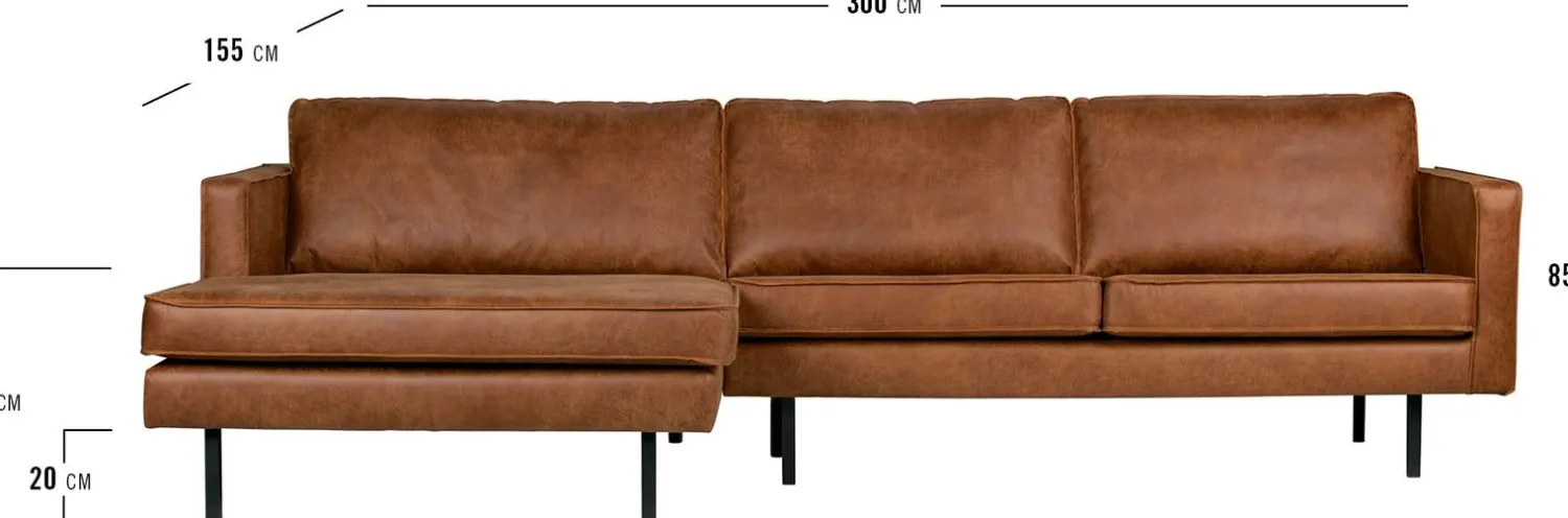Hoekbanken-WOOOD Rodeo Links Loungebank Cognac