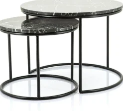 Marmeren Bijzettafels|Ronde Bijzettafels-Feelings Wonen Romeo Bijzettafelset Blauw