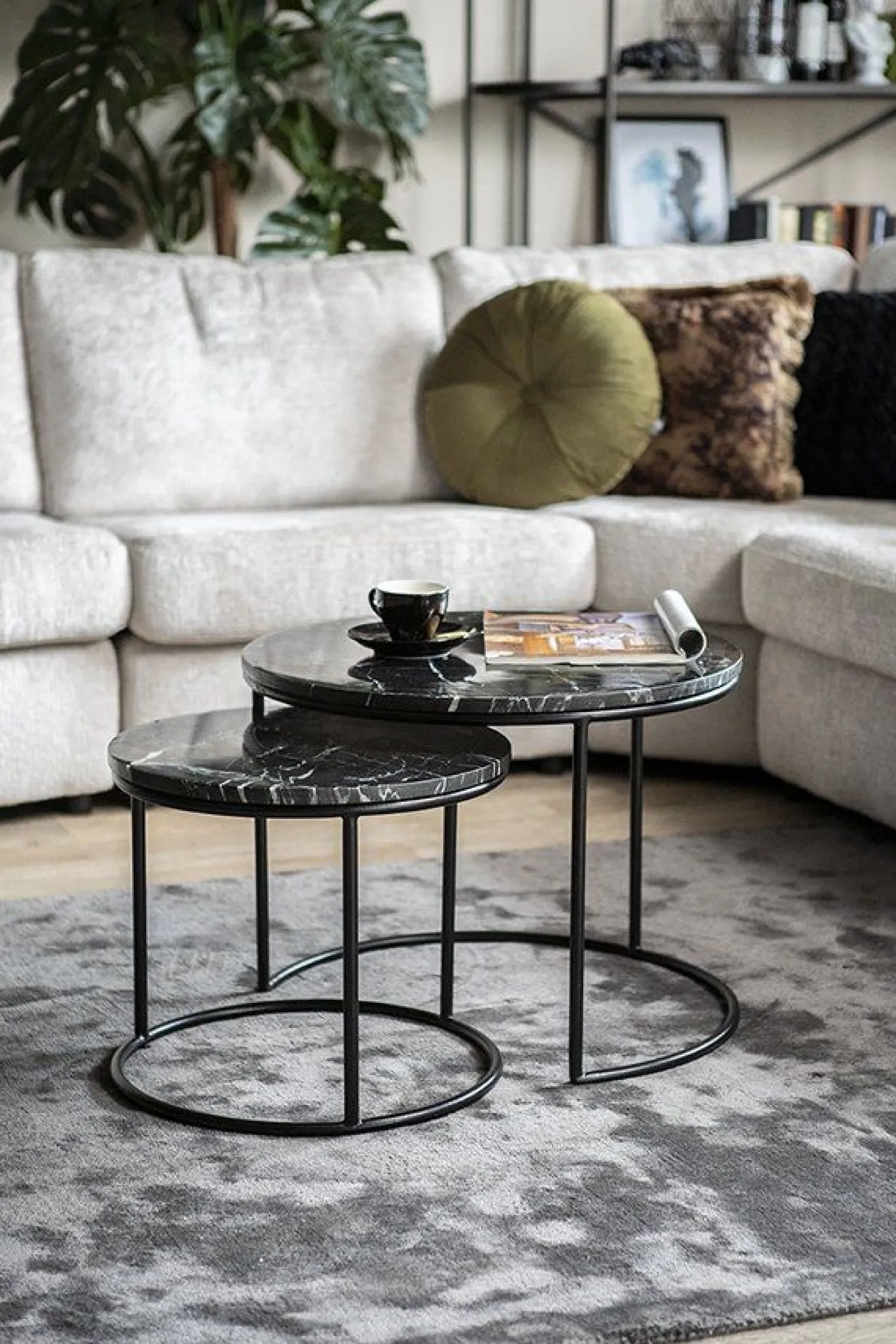 Marmeren Bijzettafels|Ronde Bijzettafels-Feelings Wonen Romeo Bijzettafelset Blauw