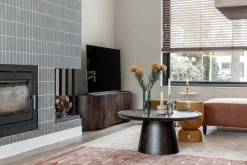 Houten Salontafels|Ronde Salontafels-Eleonora Ron M Salontafel Bruin