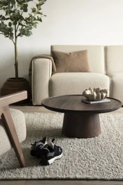 Houten Salontafels|Ronde Salontafels-Eleonora Ron M Salontafel Bruin