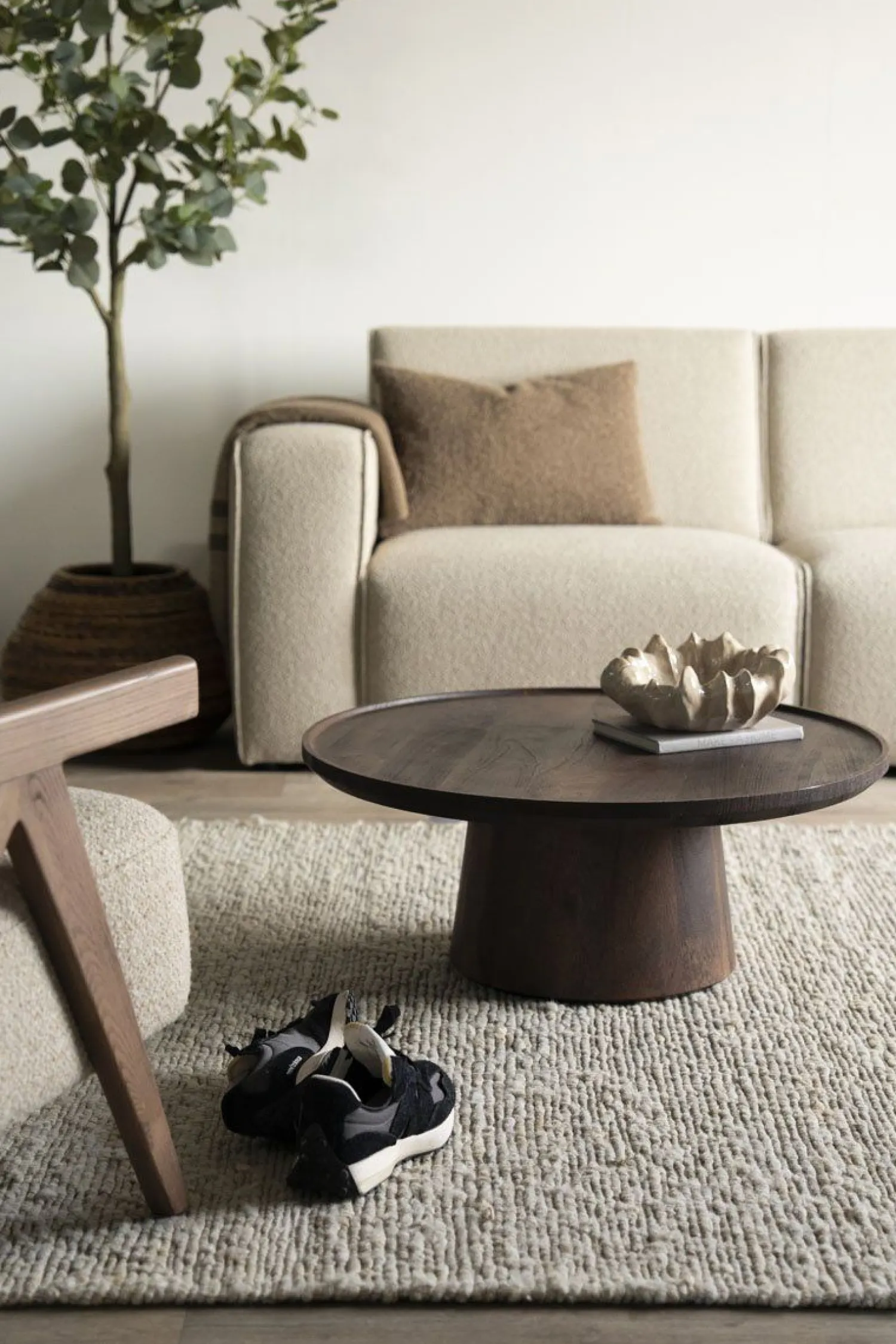 Houten Salontafels|Ronde Salontafels-Eleonora Ron M Salontafel Bruin