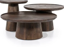 Houten Salontafels|Ronde Salontafels-Eleonora Ron M Salontafel Bruin
