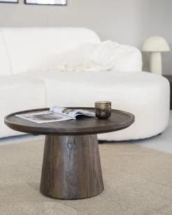 Houten Salontafels|Ronde Salontafels-Eleonora Ron S Salontafel Bruin
