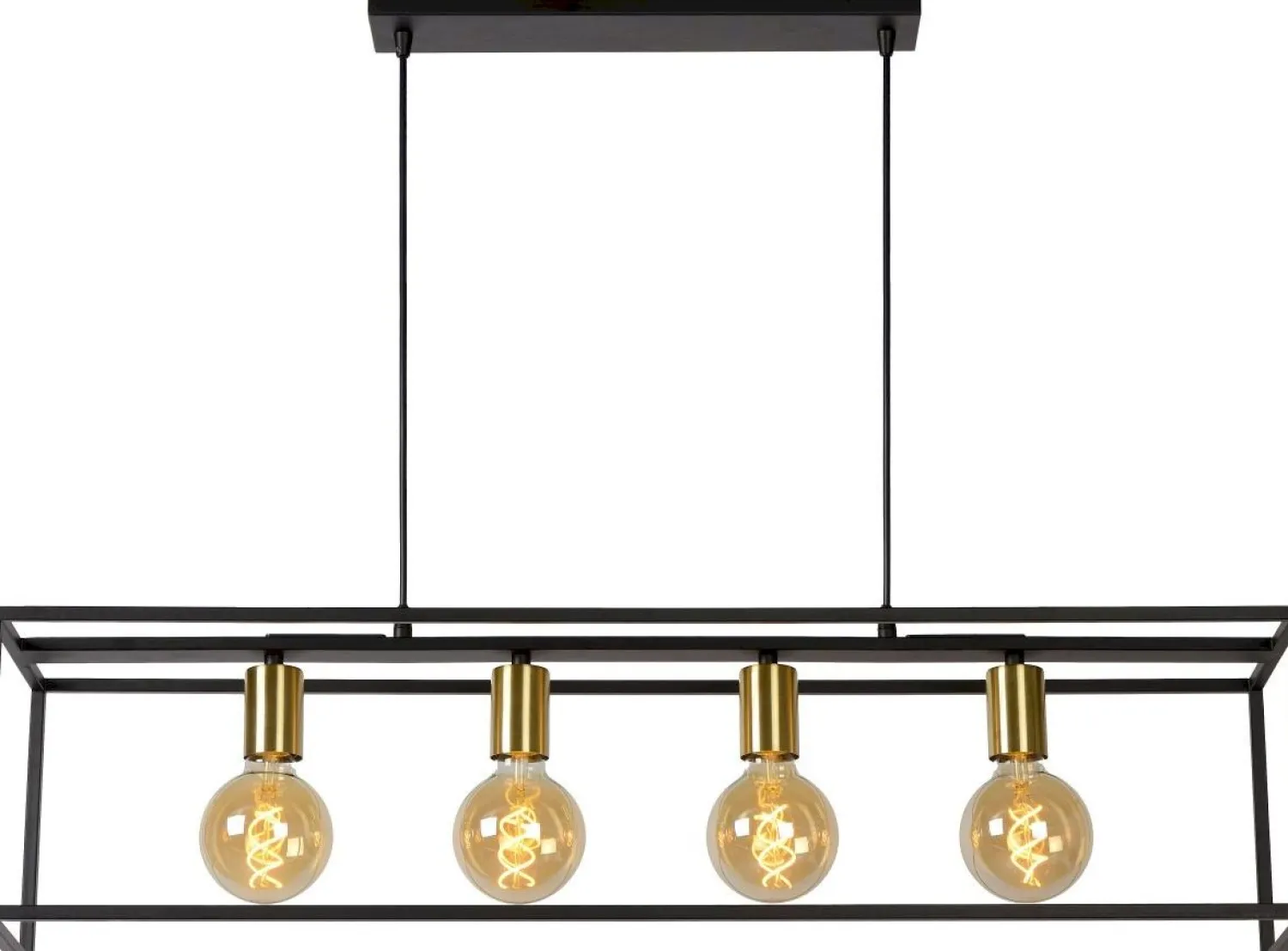 Industriële Hanglampen|Industriële Hanglampen-Lucide Ruben Hanglamp Zwart, Goud