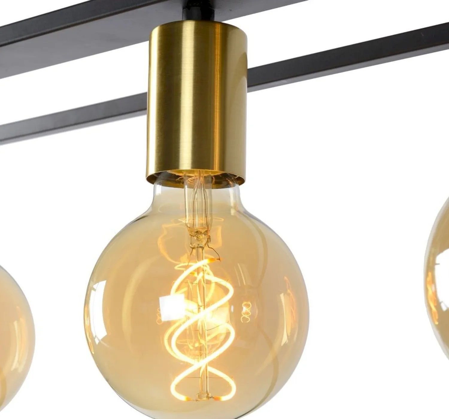 Industriële Hanglampen|Industriële Hanglampen-Lucide Ruben Hanglamp Zwart, Goud