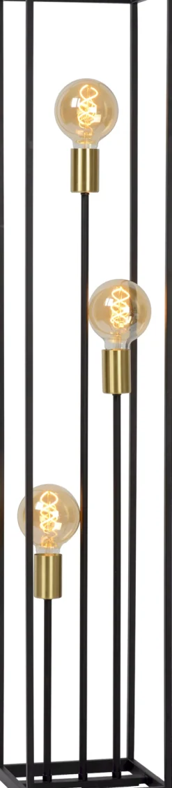 Industriële Vloerlampen|Vloerlampen-Lucide Ruben Vloerlamp Zwart