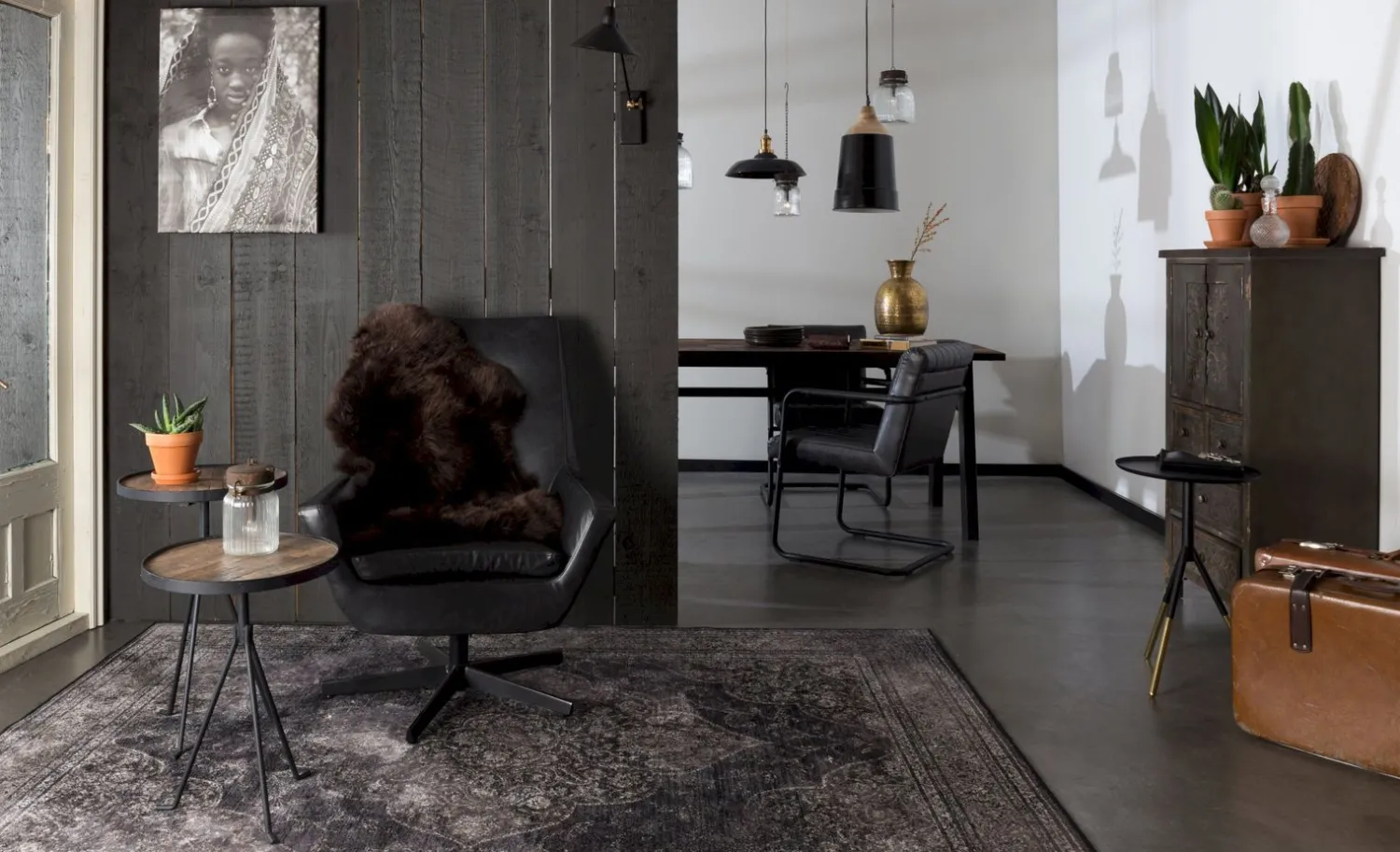 Vloerkleden-Dutchbone Rugged Vloerkleed DARK