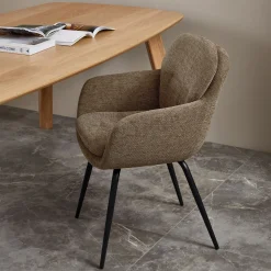 Eetkamerstoelen Met Armleuning-WOOOD Runa Eetkamerstoel Dark Sand