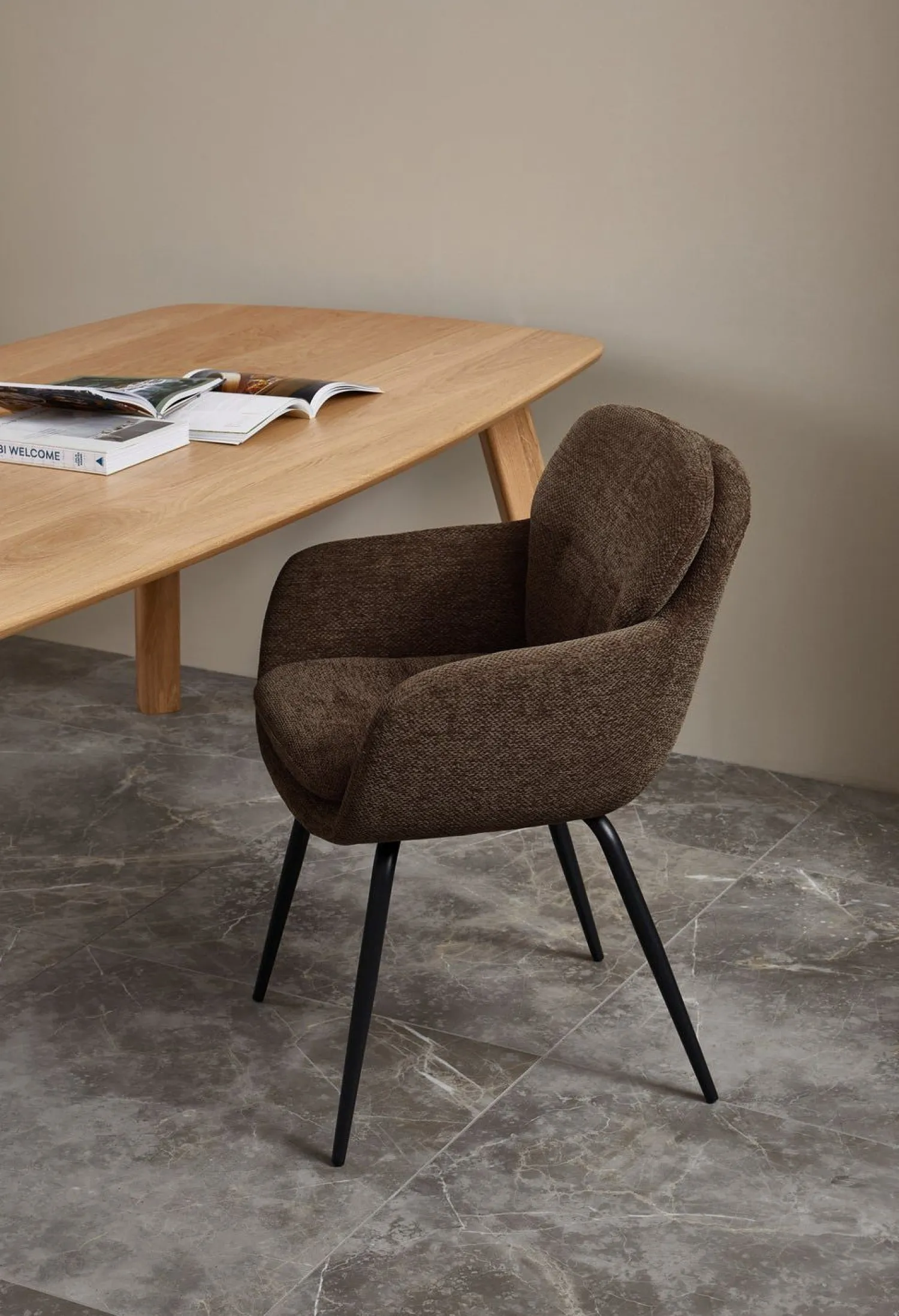 Eetkamerstoelen Met Armleuning-WOOOD Runa Eetkamerstoel Warm Brown