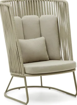 Tuinstoelen-Kave Home Saconca Hoge Outdoor Fauteuil Groen