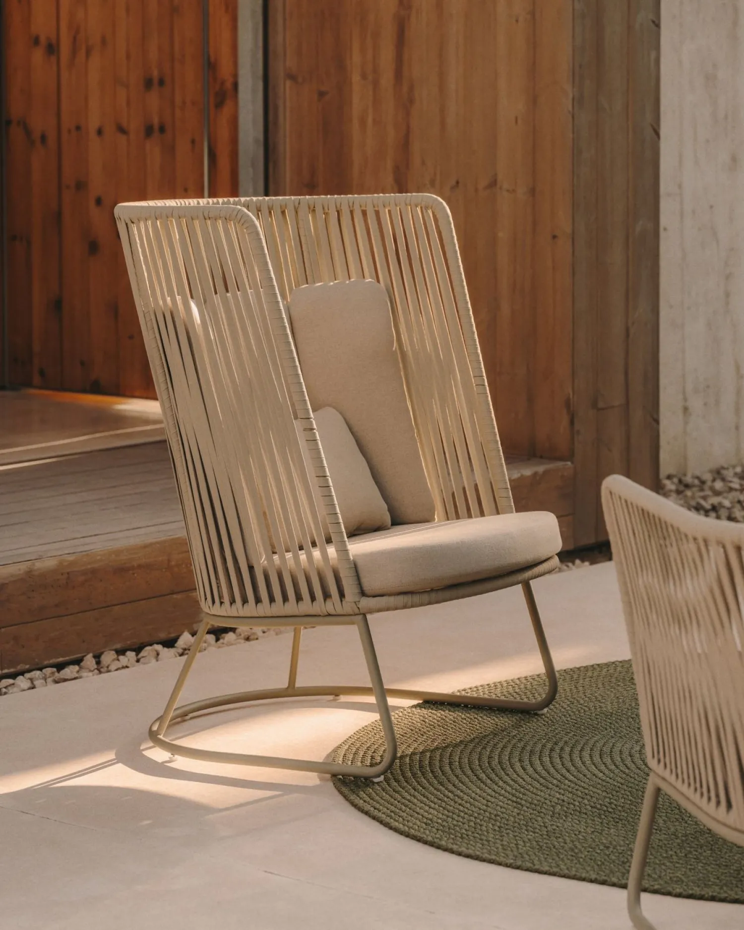 Tuinstoelen-Kave Home Saconca Hoge Outdoor Fauteuil Groen
