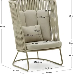 Tuinstoelen-Kave Home Saconca Hoge Outdoor Fauteuil Groen