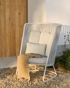 Tuinstoelen-Kave Home Saconca Hoge Outdoor Fauteuil Grijs