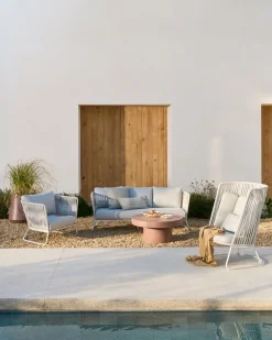 Tuinstoelen-Kave Home Saconca Hoge Outdoor Fauteuil Grijs