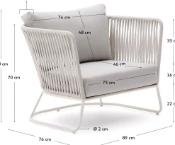 Tuinstoelen-Kave Home Saconca Outdoor Fauteuil Grijs