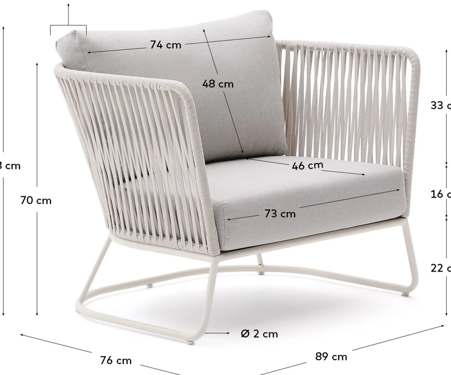 Tuinstoelen-Kave Home Saconca Outdoor Fauteuil Grijs
