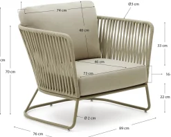 Tuinstoelen-Kave Home Saconca Outdoor Fauteuil Groen
