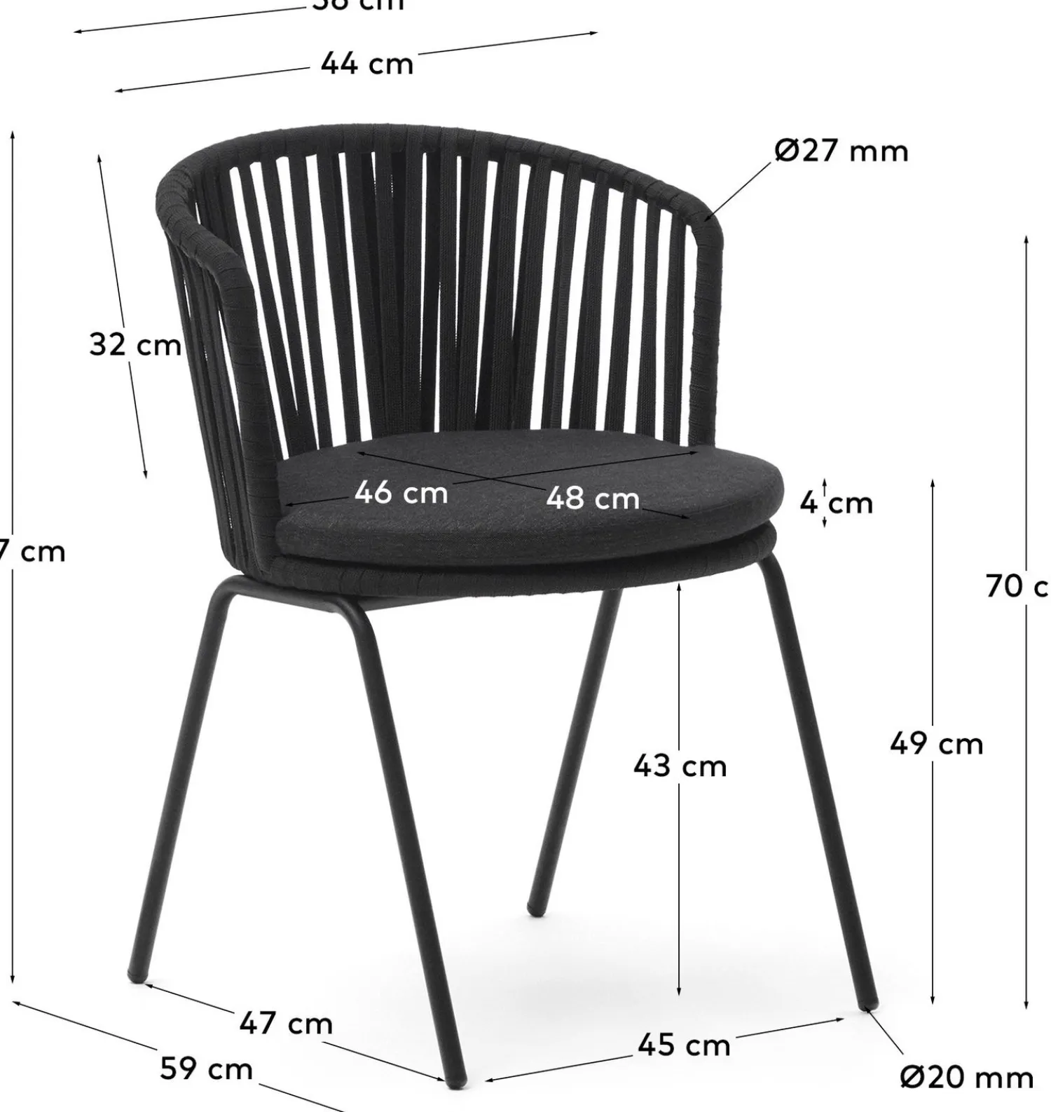 Tuinstoelen-Kave Home Saconca Tuinstoel Zwart