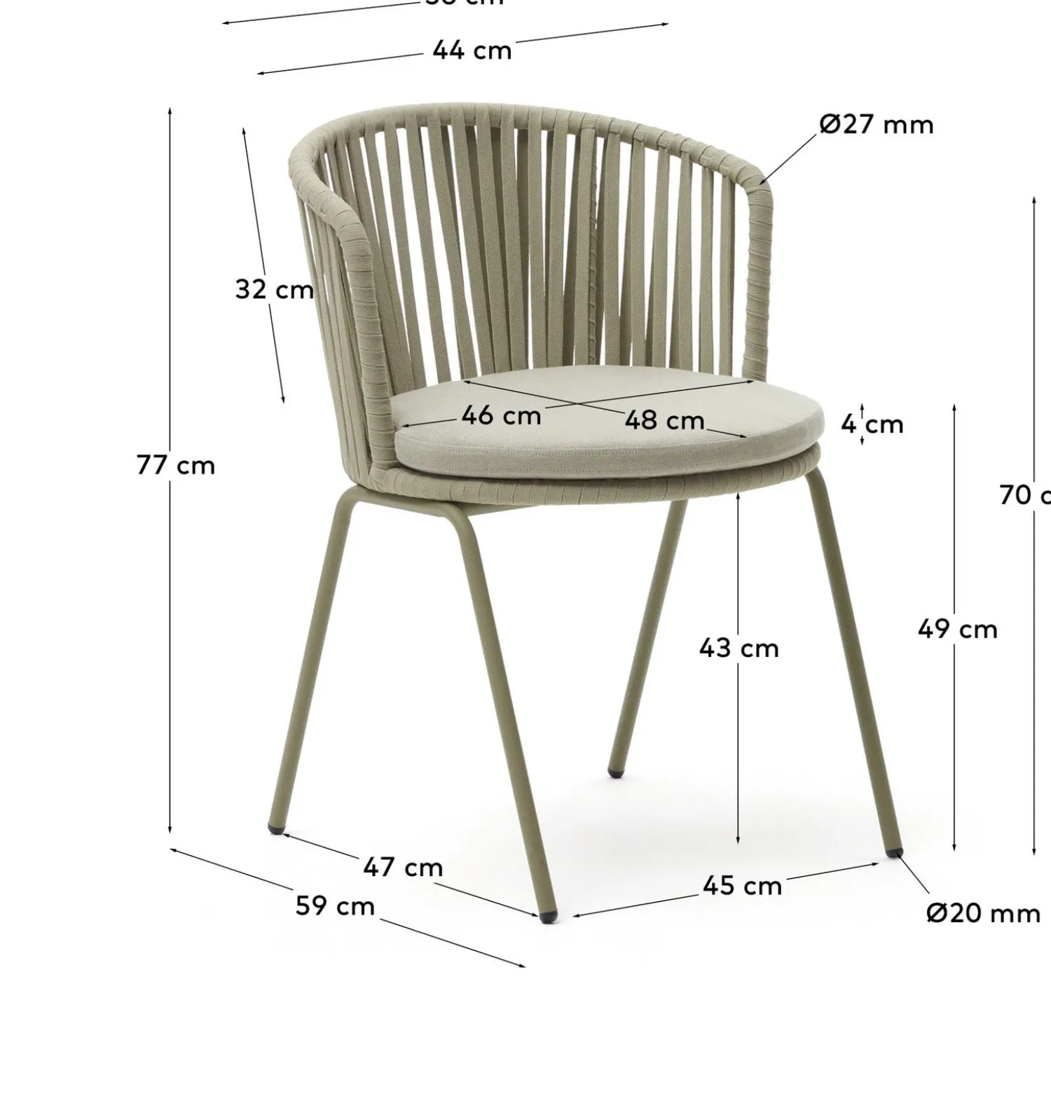 Tuinstoelen-Kave Home Saconca Tuinstoel Groen