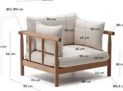 Tuinstoelen-Kave Home Sacova Outdoor Fauteuil Naturel, Beige