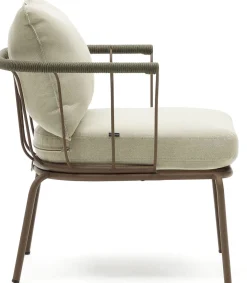 Tuinstoelen-Kave Home Salguer Outdoor Fauteuil Groen, Naturel