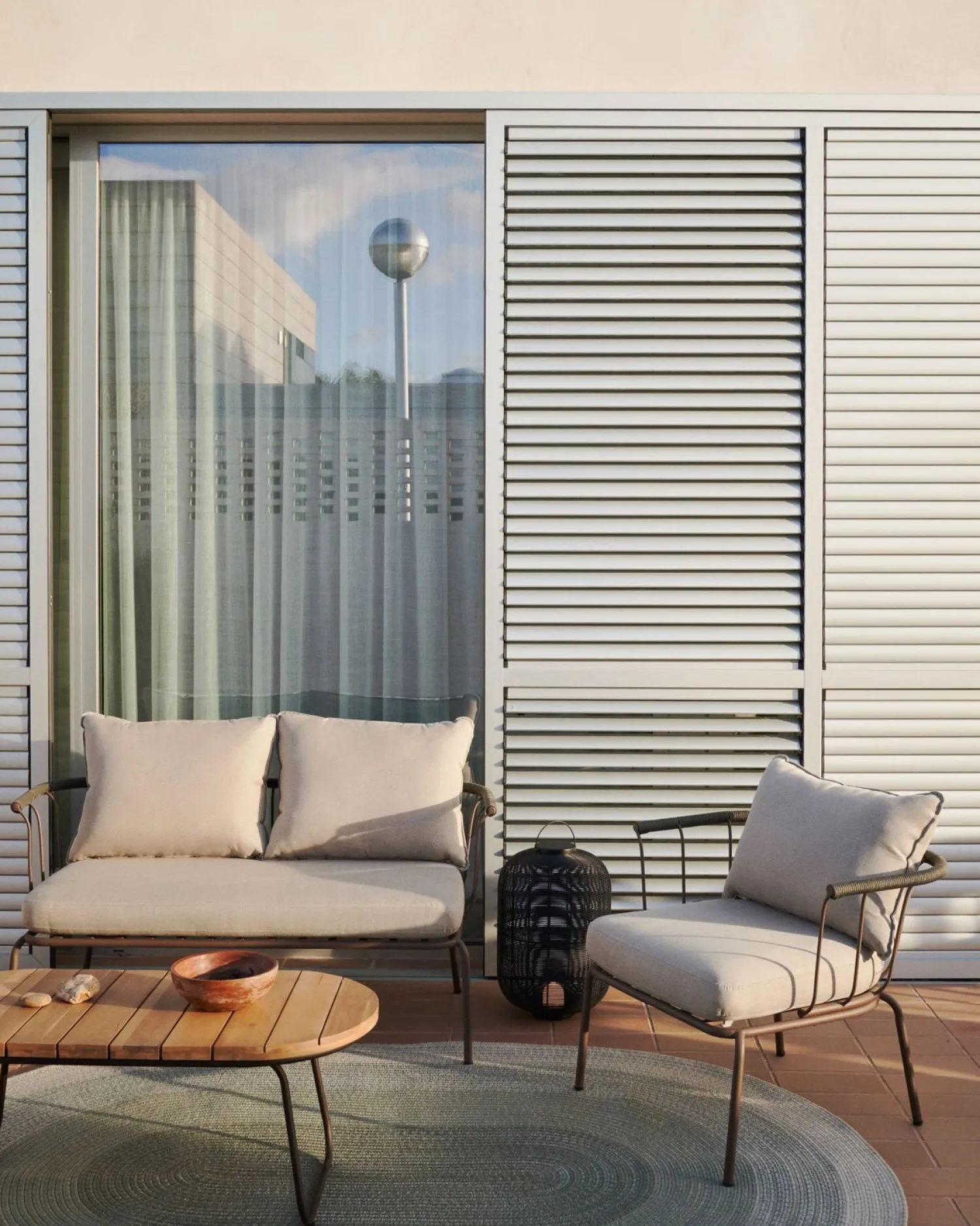 Tuinstoelen-Kave Home Salguer Outdoor Fauteuil Groen, Naturel