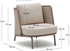 Tuinstoelen-Kave Home Sedalis Outdoor Fauteuil Taupe, Beige